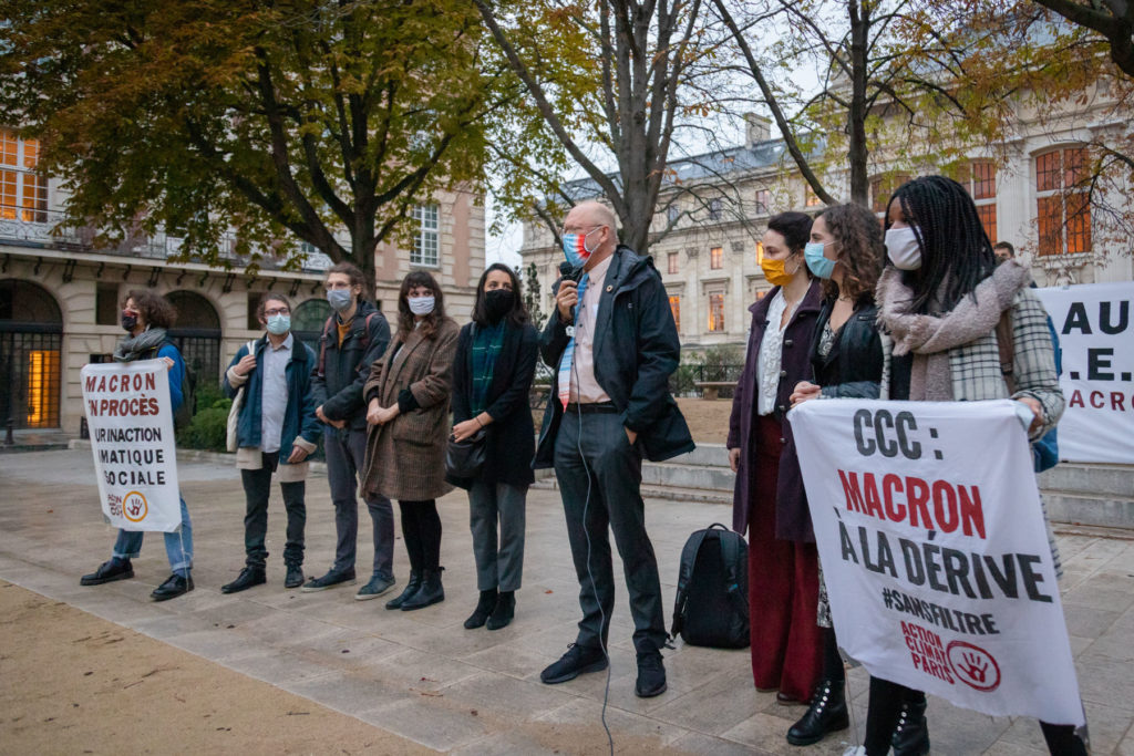Les Décrocheur·ses en appel à Paris avec Jean-Pascal Van Ypersele du GIEC, 22 octobre 2020 – photo Iris